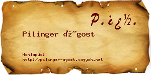 Pilinger Ágost névjegykártya